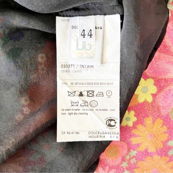 DOLCE & GABBANA 100% Silk Sheer Black Open Sleeve Top, Italian 44 / US M - Picture 15 of 15